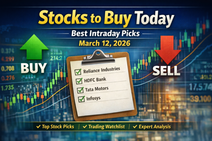 Stocks to buy today in the Indian stock market with intraday trading watchlist for March 12 2026